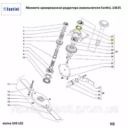 Манжета армированная 35x62x7 мм редуктора измельчителя Fantini, 13635